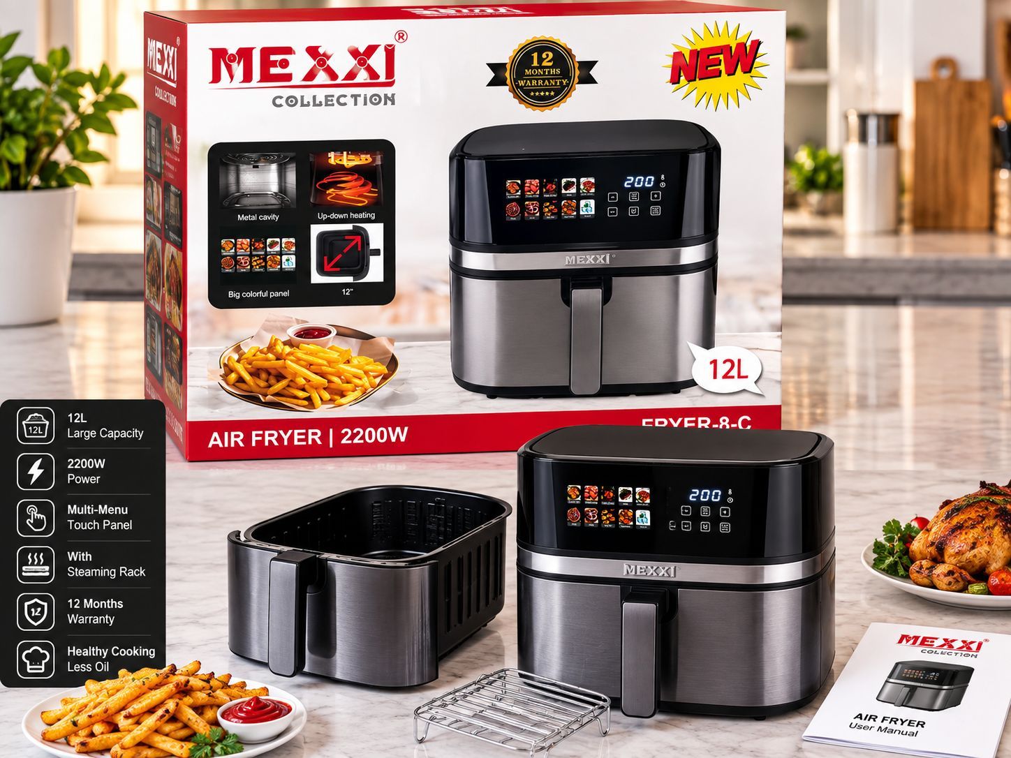 سرخ کن بدون روغن مکسی ۱۲ لیتری مدلFRYER_8_C